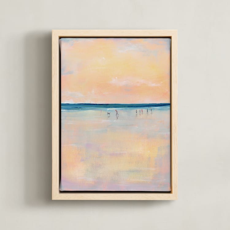 "Beach Sunset" - Art Print in Peach by Lindsay Megahed - Framed Canvas