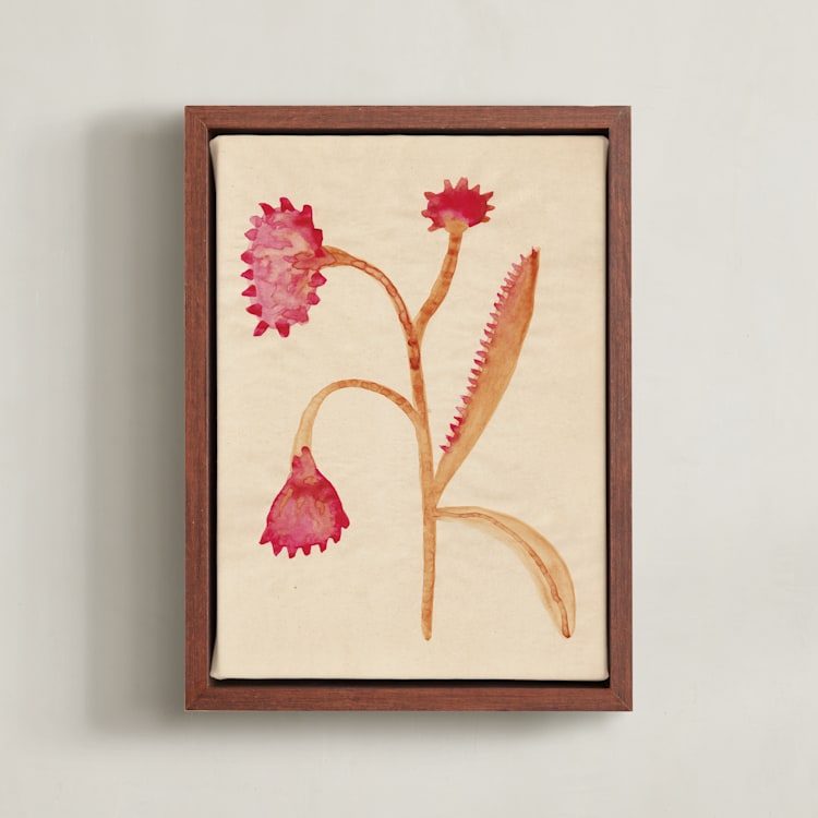 "Dream Garden Blooms 3" - Art Print in Crimson Red by Alisa Galitsyna - Framed Canvas