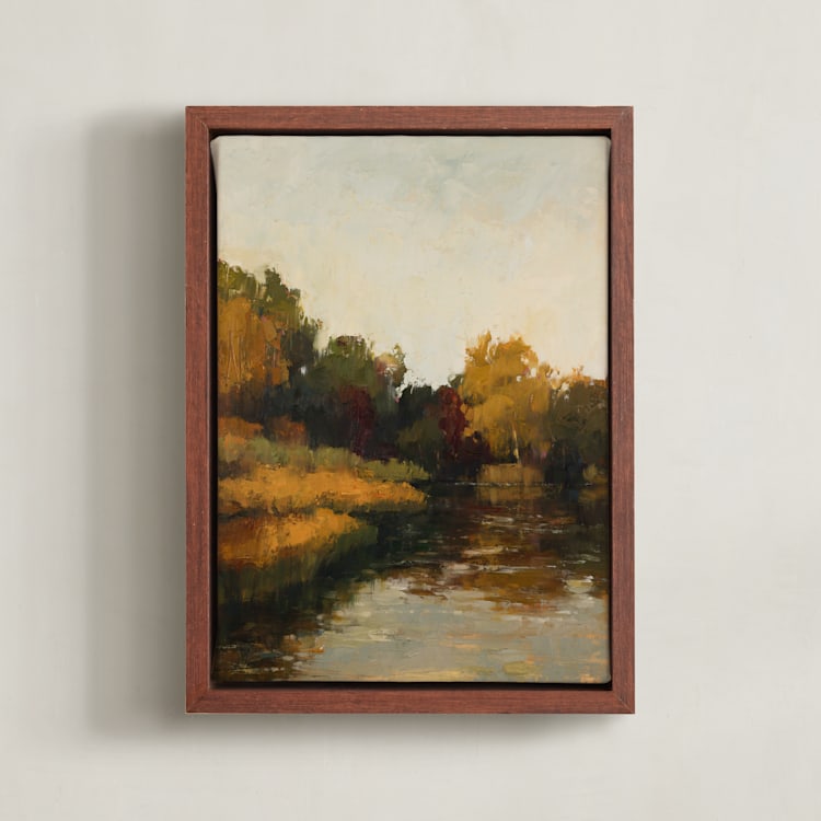 "Autumn Lake 1" - Art Print in Gold by Wendy Keller - Framed Canvas