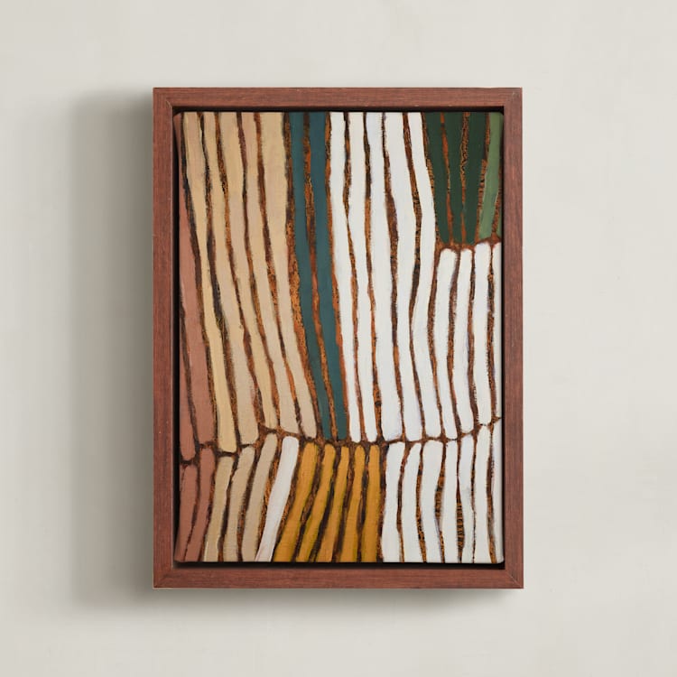 "Rows 2" - Art Print in Ocean by Wendy Keller - Framed Canvas