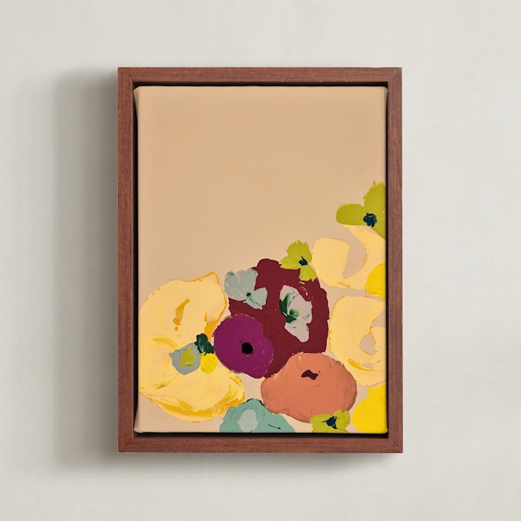 "Abstract Yellow Botanical" - Art Print in Butter Yellow by Caryn Owen - Framed Canvas
