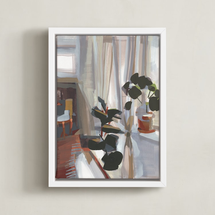 "Morning, Sleepyhead" - Art Print in Lavender Gray by Khara Ledonne - Framed Canvas