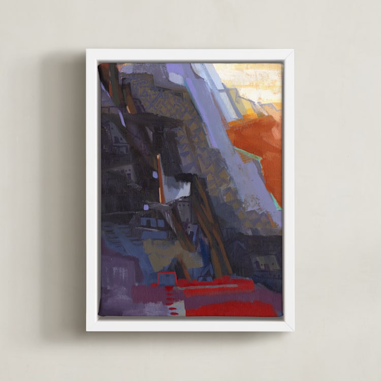 "Carving Out A Dwelling" - Art Print in Plum by Khara Ledonne - Framed Canvas