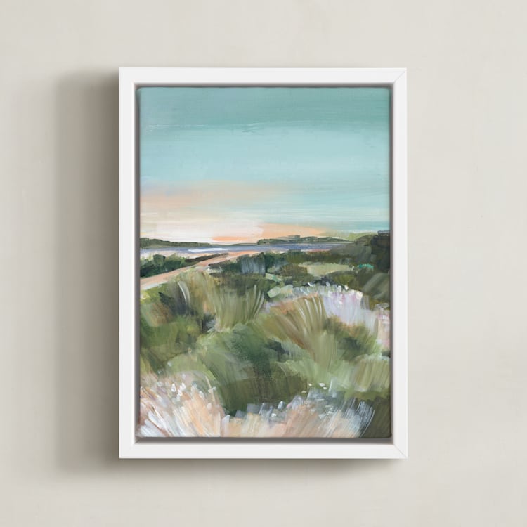 "Sunset on the Dunes 2" - Art Print in Dune Blue by AlisonJerry - Framed Canvas