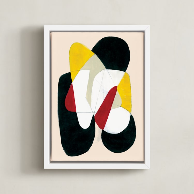 "Second Chances" - Art Print in Deep Red by Ilana Greenberg - Framed Canvas