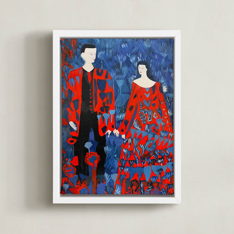 "Blue Rain" - Art Print in Raindrop by marcia biasiello - Framed Canvas