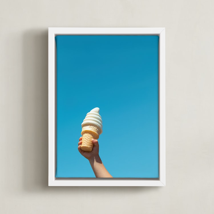"In Frosties We Trust" - Art Print in Cyan Blue by DENiSE CREW. - Framed Canvas