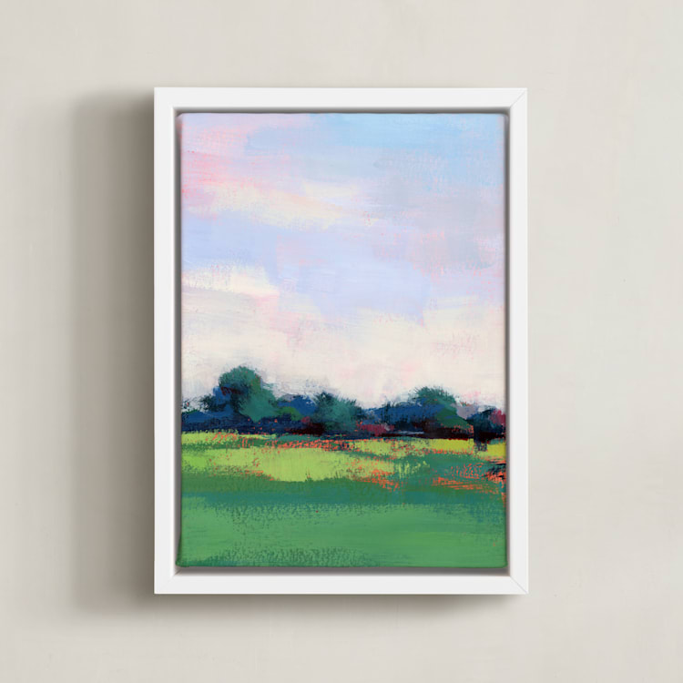 "Berkshires Bound" - Art Print in Grass Green by sue prue - Framed Canvas