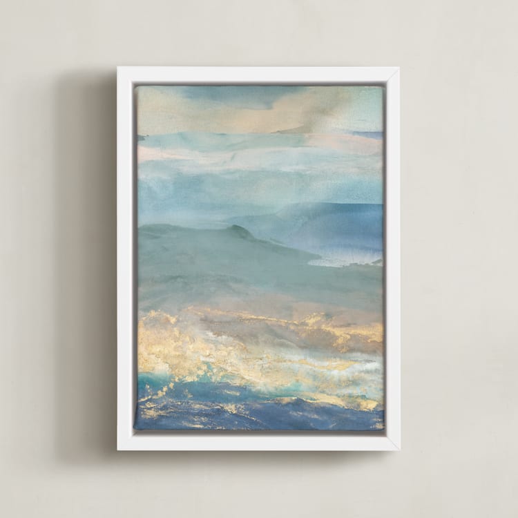 "New Terrain" - Art Print in Blue Slate by Julia Contacessi - Framed Canvas