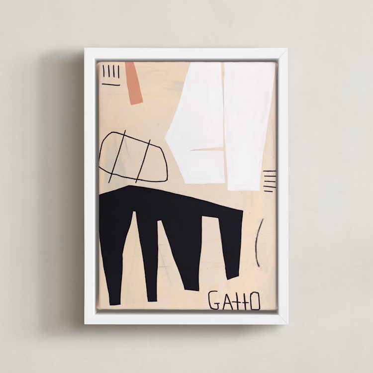 "GATTO" - Art Print in neutral by Keren Toledano - Framed Canvas