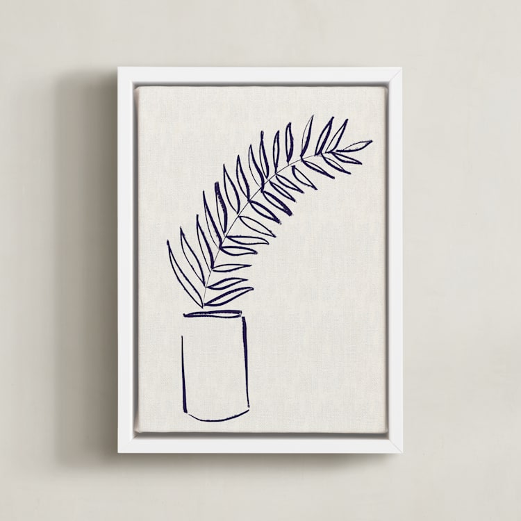 "Arcing not falling" - Art Print in Dark Indigo Blue by Holly Rose - Framed Canvas