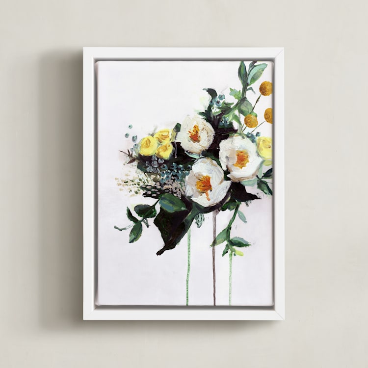 "White Flowers" - Art Print in Poppy by Kirsta Benedetti - Framed Canvas