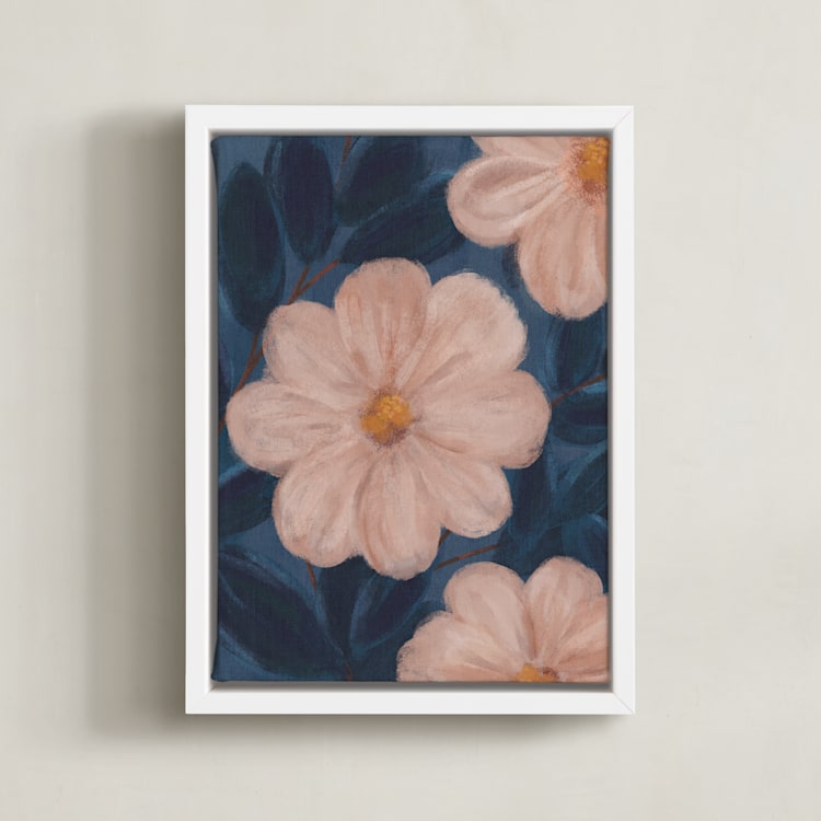 "Moody Florals II" - Art Print in Pale Pink by Angel Walker - Framed Canvas