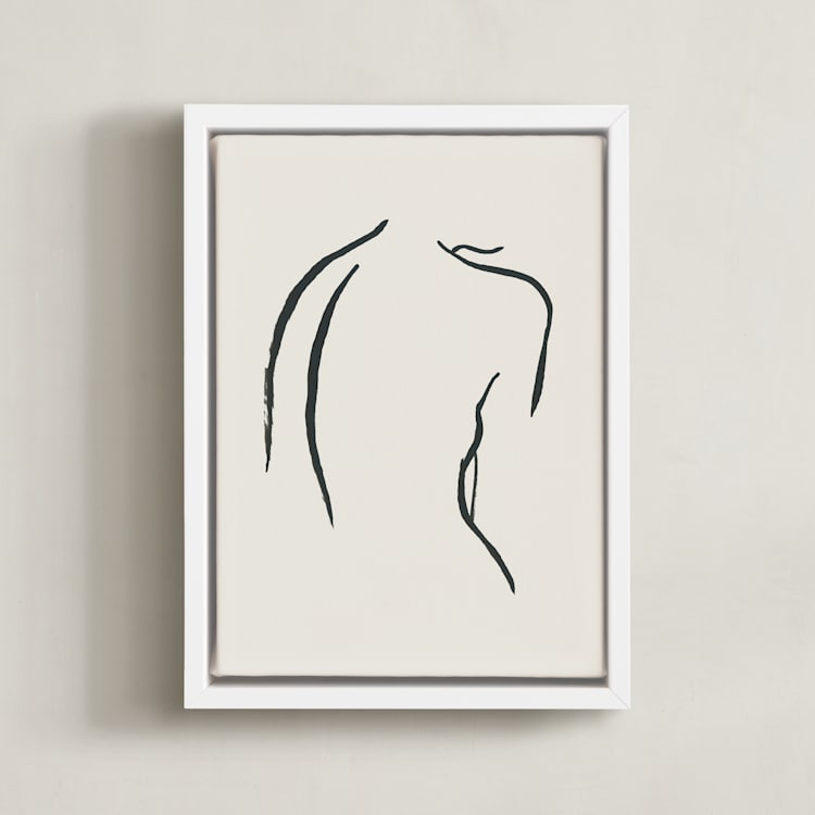 "Figure Study I" - Art Print in Creamy White by Chelsea Petaja - Framed Canvas