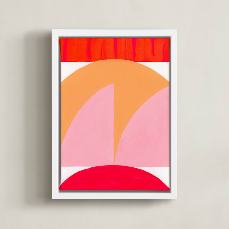 "Watermelon Moon" - Art Print in Watermelon Pink by Christina Flowers - Framed Canvas