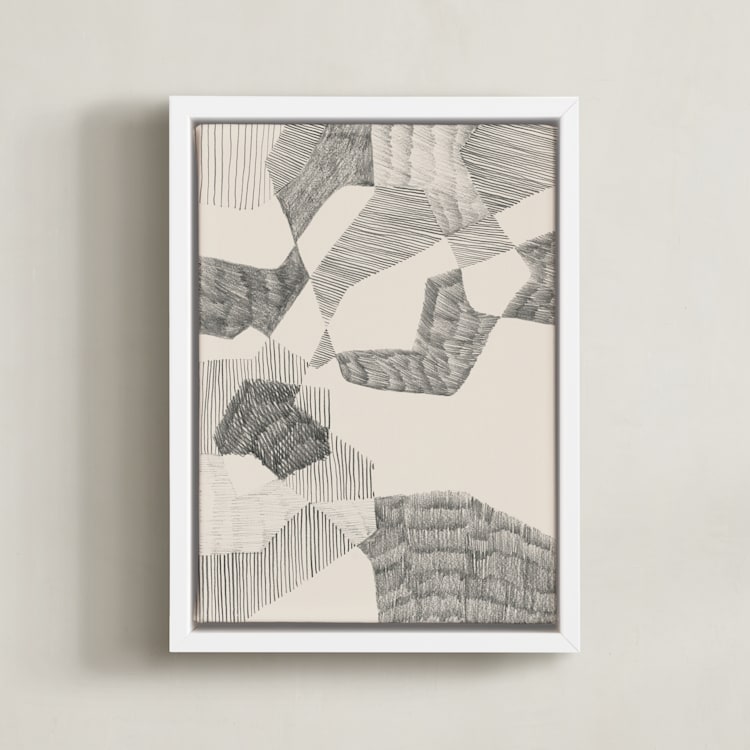 "Crossing Land II" - Art Print in Graphite Grey by Catilustre - Framed Canvas