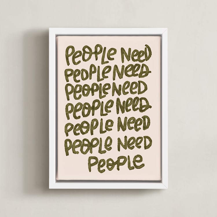 "People Need People" - Art Print in Hunter by Lissabeth Anglin - Framed Canvas