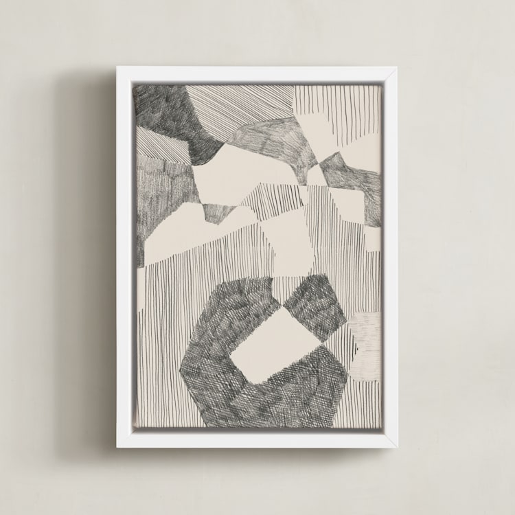 "Crossing Land I" - Art Print in Graphite Grey by Catilustre - Framed Canvas