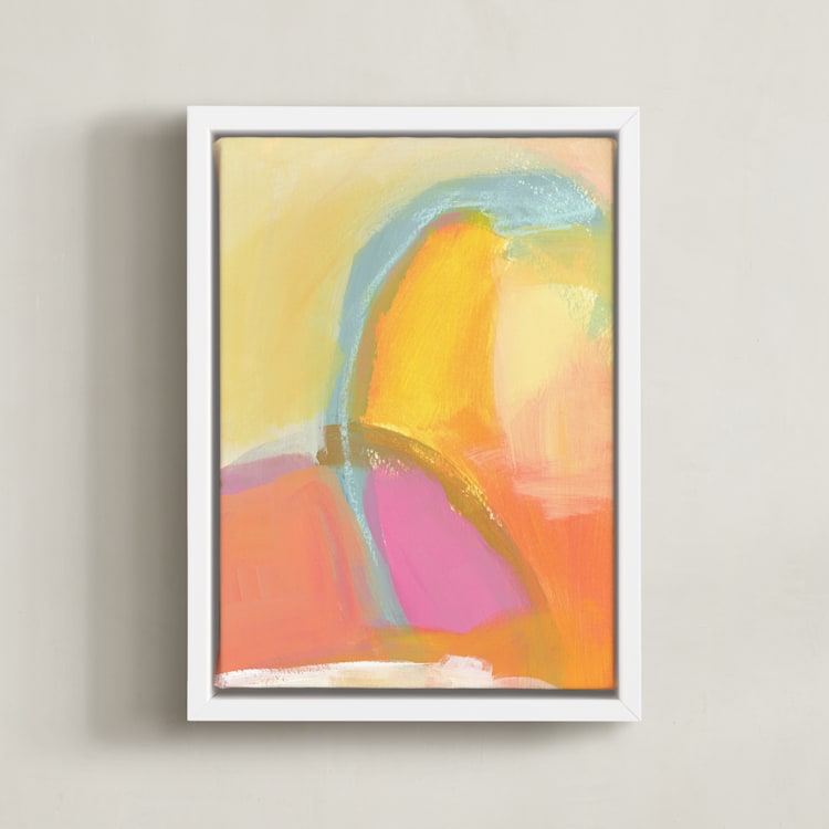 "Sunrise & Waterfalls 1" - Art Print in Golden Yellow by Karyn Denten - Framed Canvas