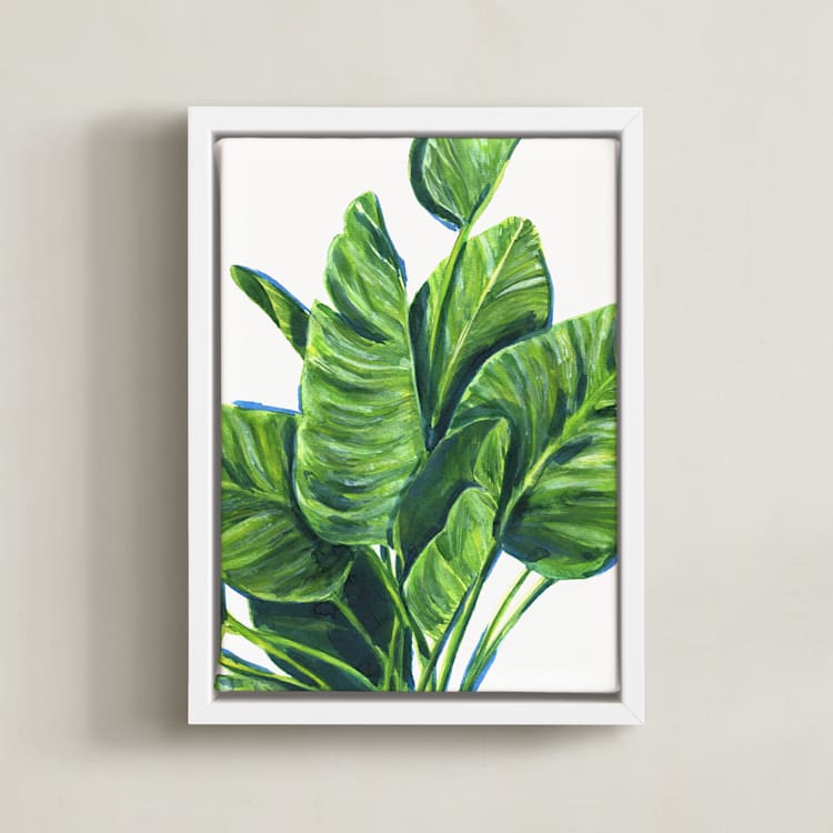 "Tropical plants II" - Art Print in Evergreen by Alexandra Dzh - Framed Canvas