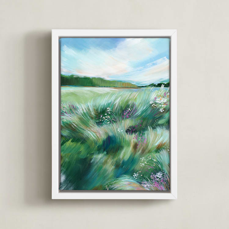 "Those Soft Summer Breezes" - Art Print in Blue Breeze by AlisonJerry - Framed Canvas