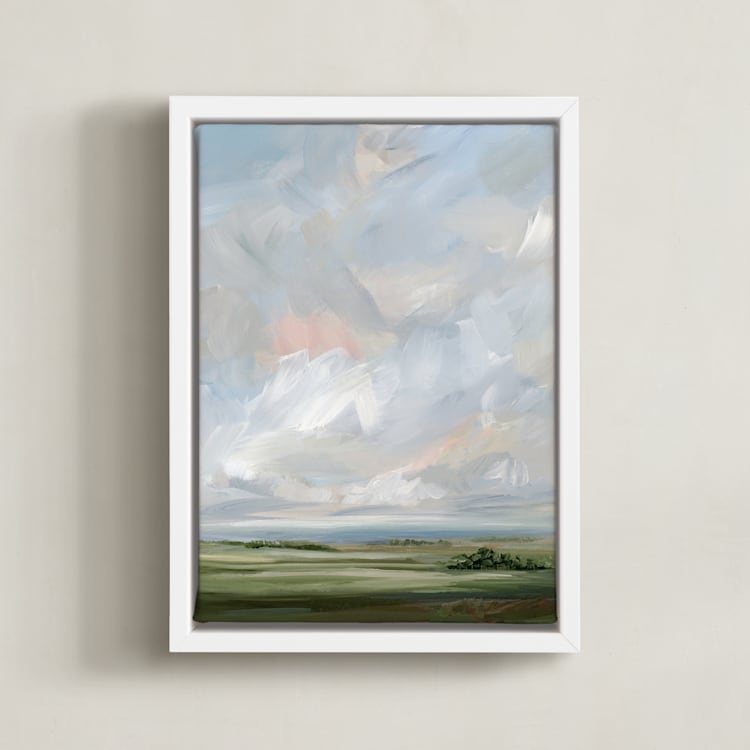 "Living Skies" - Art Print in Sky Blue by Nicole Walsh - Framed Canvas