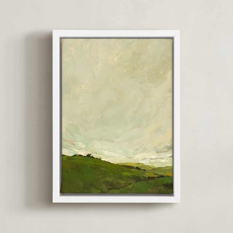 "Hills" - Art Print in Moss by Wendy Keller - Framed Canvas