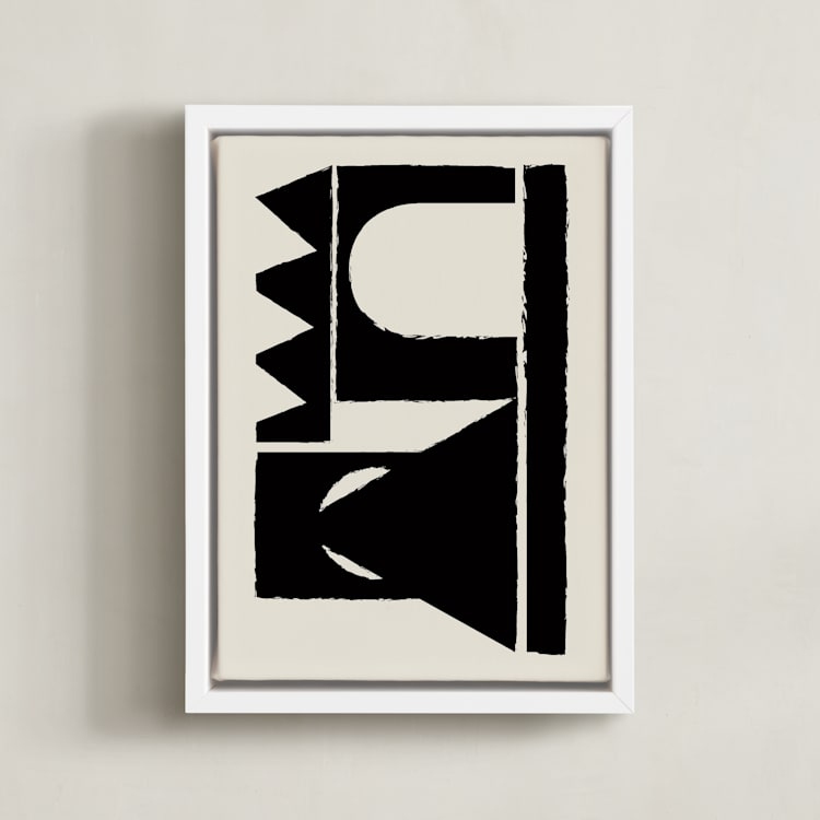 "Paper collage" - Art Print in Blackish by Stefania Copertini - Framed Canvas