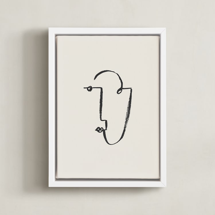 "Face Study II" - Art Print in Creamy White by Chelsea Petaja - Framed Canvas