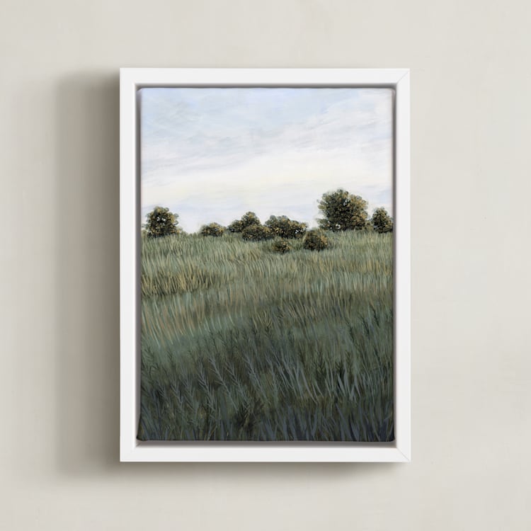 "Midafternoon" - Art Print in Field Green by Hettie Roberts - Framed Canvas