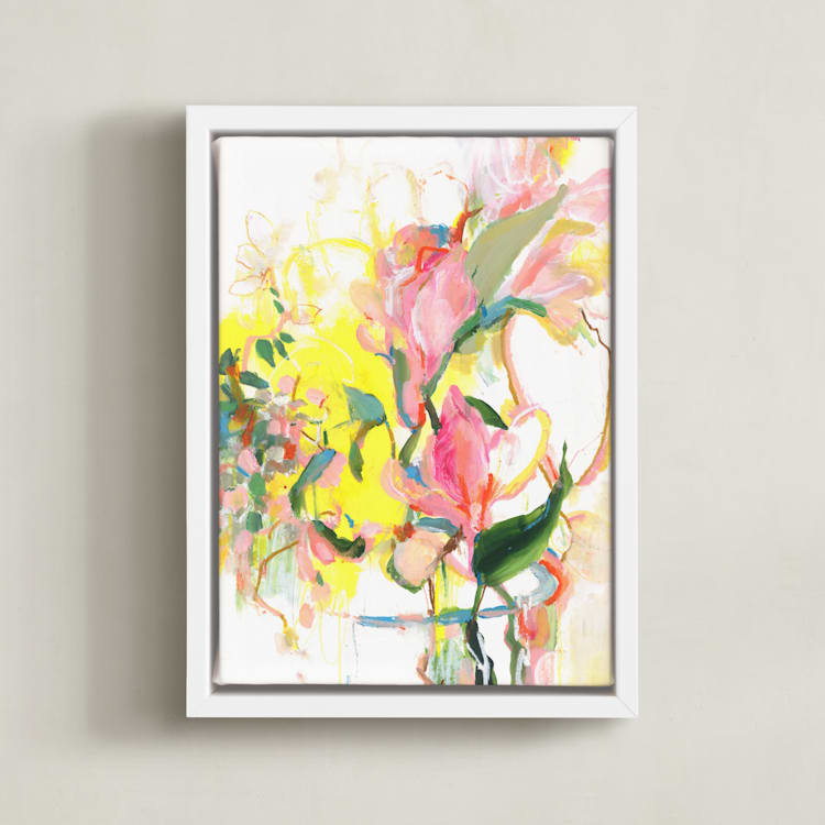 "Zesty" - Art Print in Sunshine Yellow by Sonal Nathwani - Framed Canvas