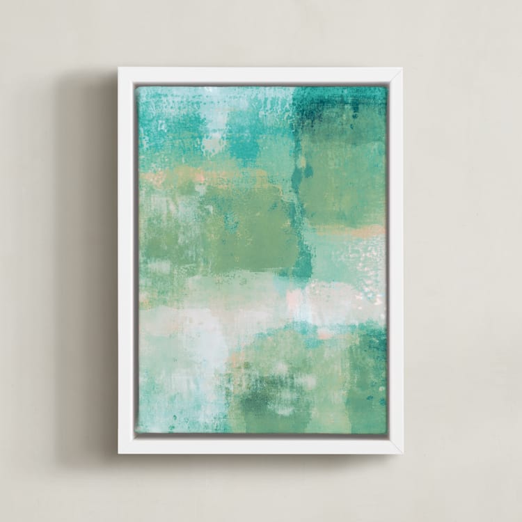 "Go with the Flow I" - Art Print in Celadon by Courtney Crane - Framed Canvas