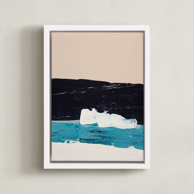 "Hidden Beach Seascape" - Art Print in turquoise blue by Caryn Owen - Framed Canvas