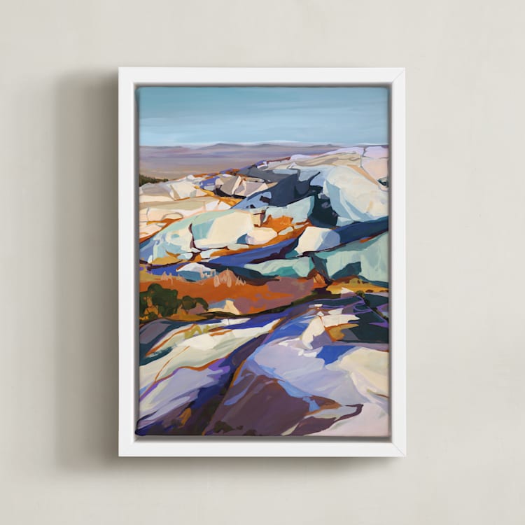 "On the Rocks I" - Art Print in quartz by Jess Franks - Framed Canvas