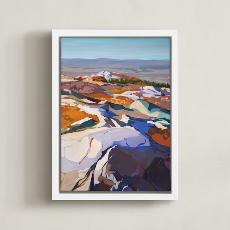 "On the Rocks II" - Art Print in Quartz by Jess Franks - Framed Canvas