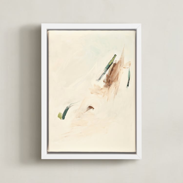 "Spring Abstract Diptych I" - Art Print in Cream by Caryn Owen - Framed Canvas