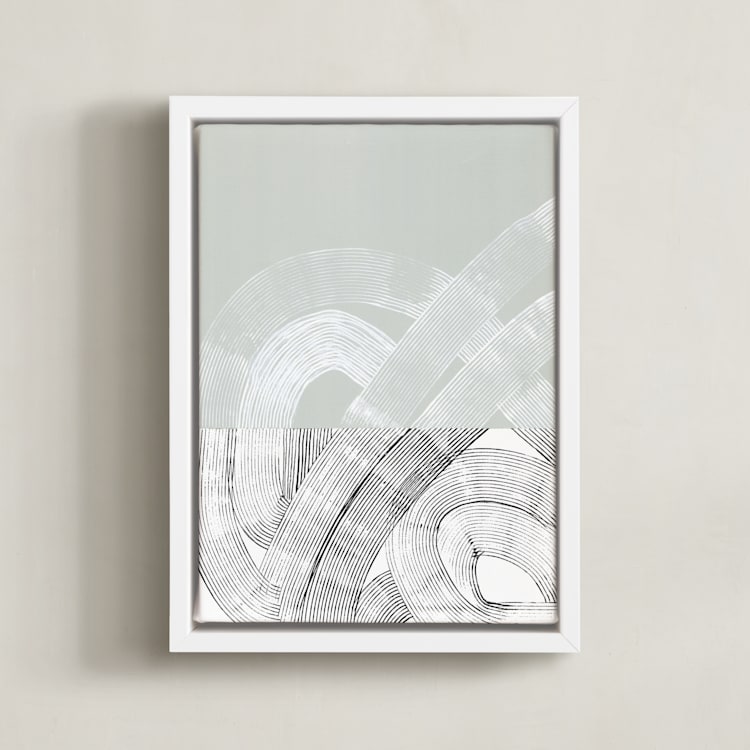 "Split Lines 2" - Art Print in Warm grey by Kirsta Benedetti - Framed Canvas