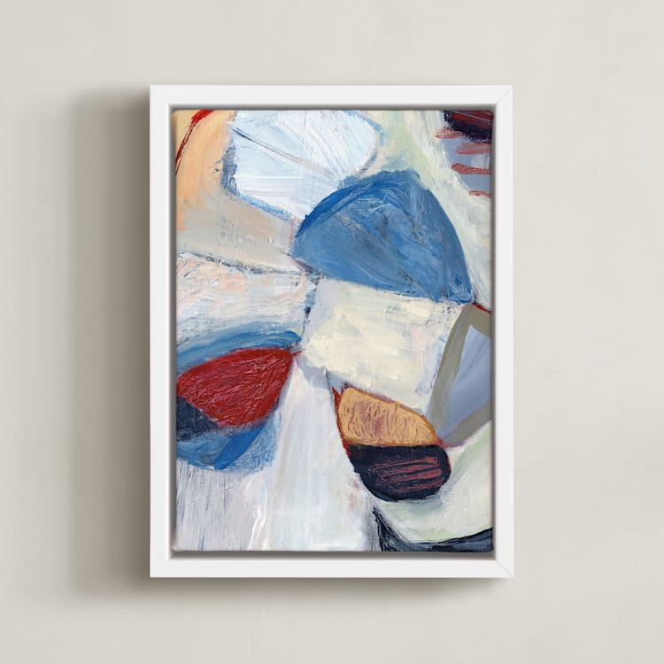 "Gather Round" - Art Print in Lagoon by Mary Gaspar - Framed Canvas