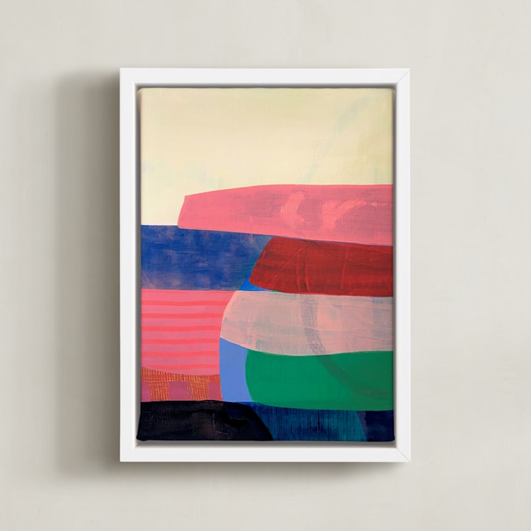 "Tomales Road: Dusk" - Art Print in Bubble Gum Pink by Poppy Dodge - Framed Canvas