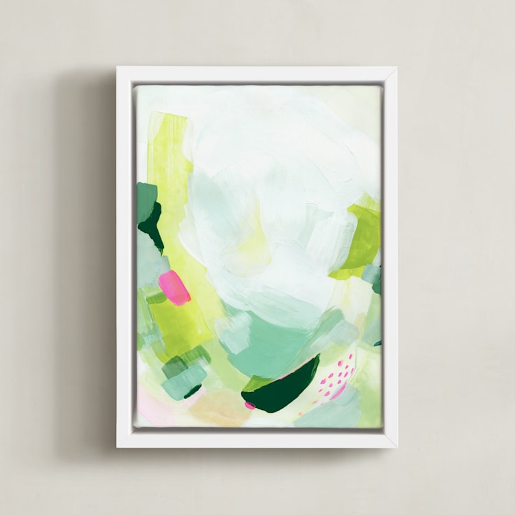 "Playful" - Art Print in Emerald by Melanie Severin - Framed Canvas