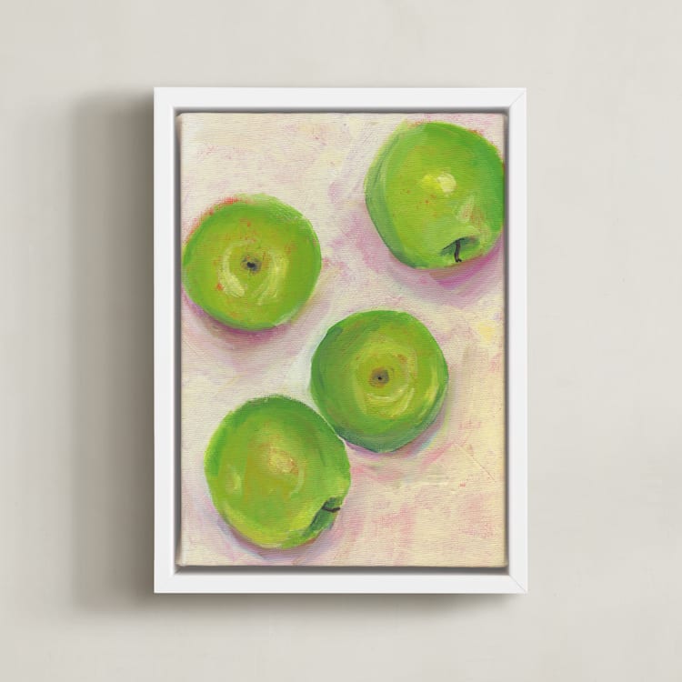 "Green Apples" - Art Print in Green Apple by Lindsay Megahed - Framed Canvas