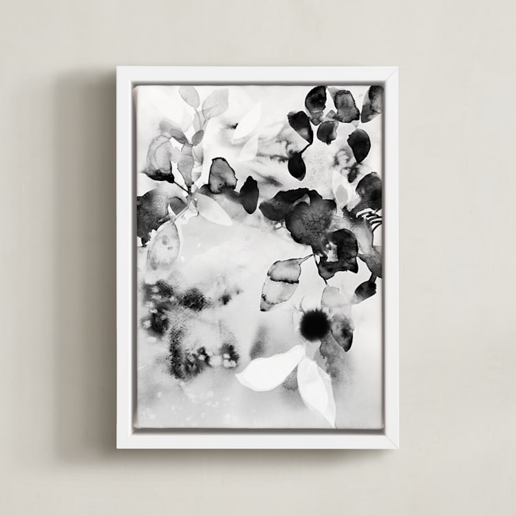 "Flora in B+W" - Art Print in Black and White by Marta Spendowska - Framed Canvas