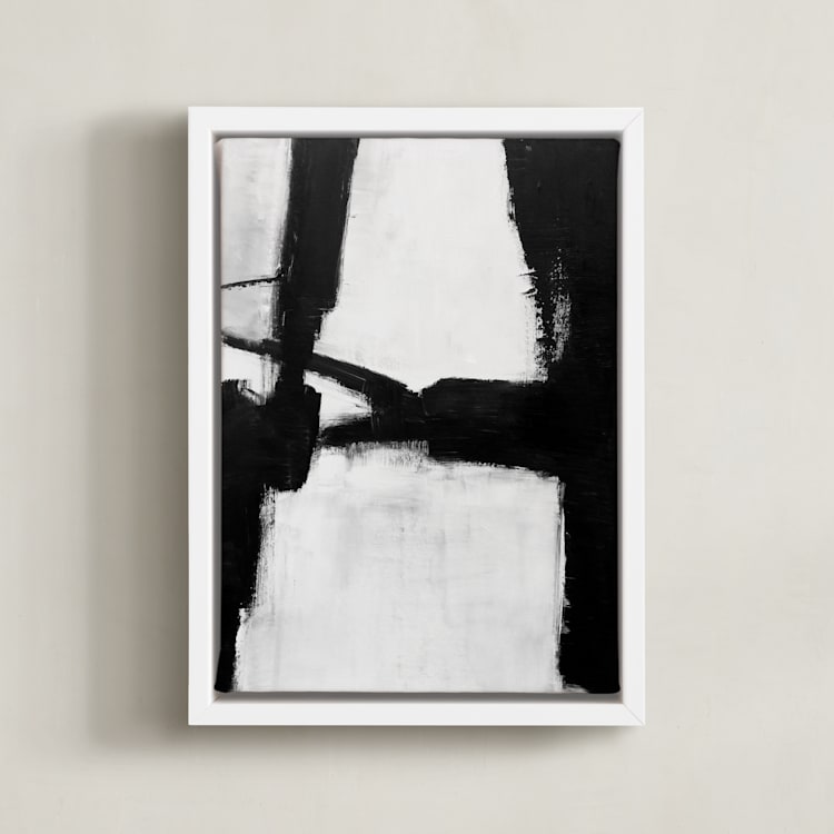 "Gentle Embrace" - Art Print in Black and White by Ilana Greenberg - Framed Canvas