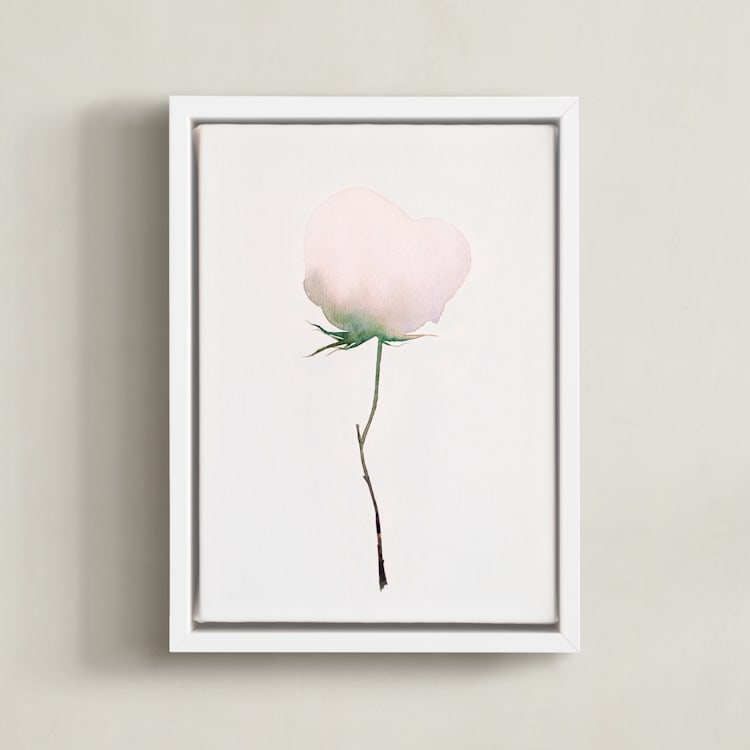 "Budding Peony" - Art Print in Pale Peony by jinseikou - Framed Canvas