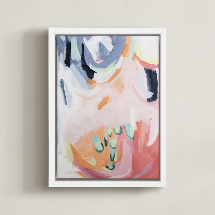 "Dream Peachy" - Art Print in Salmon Pink by Jihye Back Kim - Framed Canvas