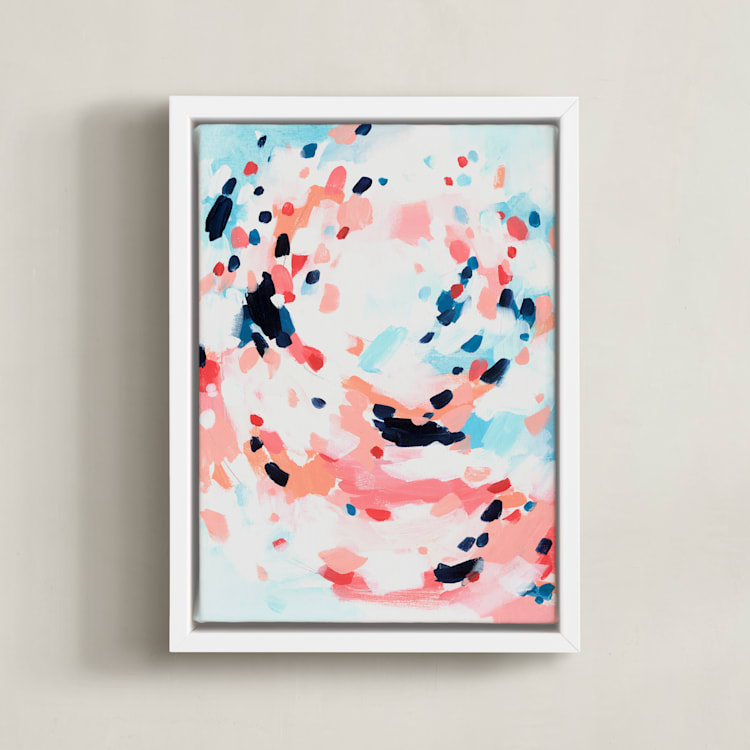 "Grapefruity" - Art Print in Coral by Katie Craig - Framed Canvas