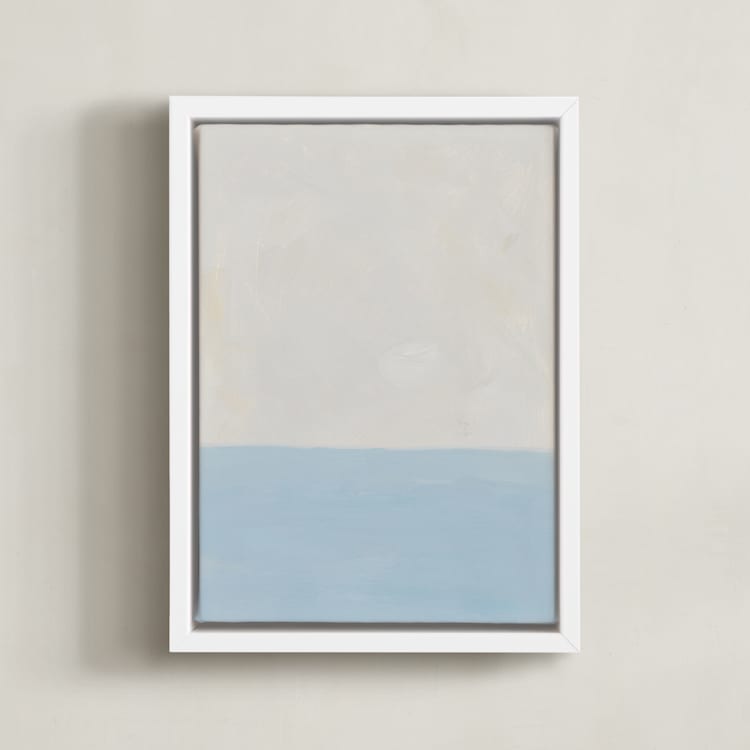 "Calm At Sea" - Art Print in Tranquil Blue by Amanda Phelps - Framed Canvas