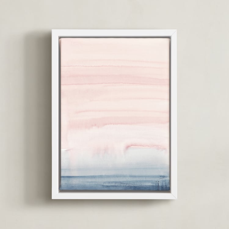 "Cascading Sky" - Art Print in Blush Pink by Little Valley Studio - Framed Canvas