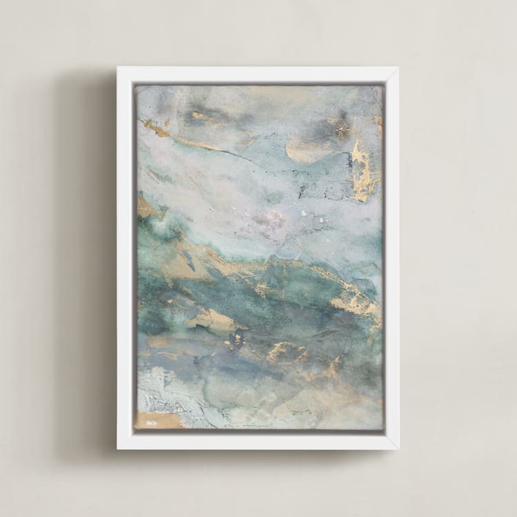 "Luminous Smoke No. 1" - Art Print in Sage & Gold by Julia Contacessi - Framed Canvas