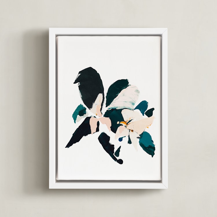 "Botanical Series #4" - Art Print in Dark blue by Caryn Owen - Framed Canvas